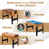 Goplus 48 Inch Game Table, 3-in-1 Combo Table Set w/Adult Size Foosball Table, Pool Table, Slide Hockey Table, Multi Game Table w/Billiard, Soccer & Hockey for Arcade, Party, Family Night, Game Room Goplus