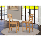 East West Furniture CFS-OAK-W Café Counter Height Dining Chairs - Ladder Back Wood Seat Chairs, Set of 2, Oak East West Furniture