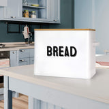 Granrosi Large White Bread Box for Kitchen Countertop, Bread Storage Container, Breadbox, Bread Container, Bread Boxes, Bread Keeper, Bread Holder - Farmhouse Bread Box with Bamboo Wooden Lid - White Granrosi