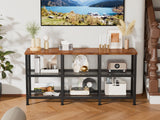 Furologee TV Stand, Small TV Console Table with 3-Tier Storage Shelves, Industrial Media Entertainment Center for TVs up to 50 Inch, Television Stands for Living Room, Bedroom, Rustic Brown Furologee