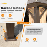 EROMMY 14'x20' Hardtop Gazebo Double Roof Galvanized Steel Canopy Outdoor Aluminum Frame Permanent Metal Pavilion with Netting and Curtains for Patio Backyard Deck and Lawns EROMMY