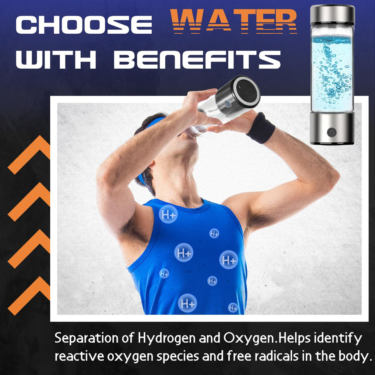 Hydrogen Water Bottle Generator, Portable Rechargeable aquahealth Hydrogen Water, Hydrogen Water Ionizer Machine, with SPE/PEM Technology, for Home Office Travel Fitness Drinking Fakllod