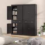 Tangkula 72" H Kitchen Pantry Cupboard Cabinet, Traditional Freestanding Large Tall Storage Cabinet with 2 Cabinets and Drawer, Adjustable Shelves, for Living Room Kitchen, 30 x 16 x 72 Inch Tangkula