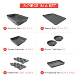 Elbee Home Set of 8 Durable Non-Stick Carbon Steel Baking Bricks for Easy Storage Elbee