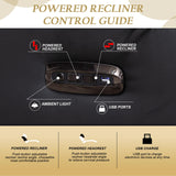 TUNYI Home Theater Recliner Chair - Power Recliner Sofa Chair with Adjustable Headrest Faux Leather Reclining Chair with USB/Storage/LED Light/Cup Holder (Black, 1 PC) TUNYI