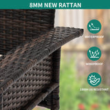 YITAHOME Wicker Hanging Porch Swing Chair Outdoor Brown Rattan Patio Swing Lounge w/ 2 Back Cushions Capacity 530lbs for Garden, Balcony, Living Room, Red YITAHOME