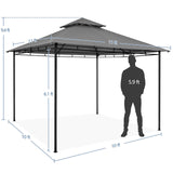 Yaheetech Gazebo for Patios 11x11 - Outdoor Powder-coated Steel Frame Gazebo, Double Roofs Grill Gazebo BBQ Pavilion, Water-resistant, for Lawn/Backyard/Garden/Deck, Dark Gray Yaheetech