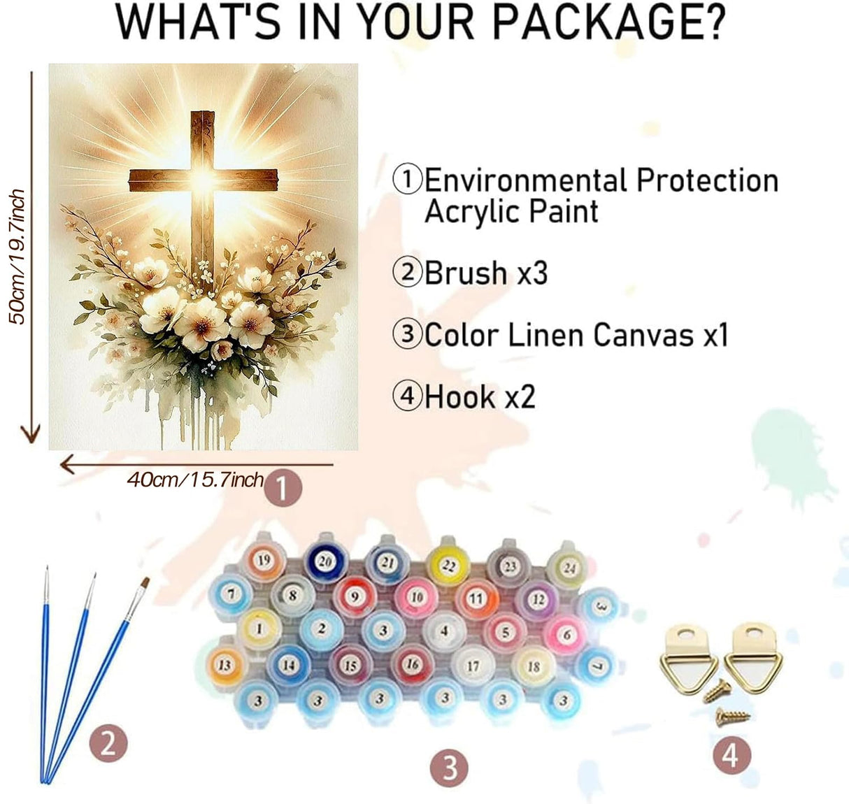 MBNTJHT Cross Paint by Numbers Kit for Adults Beginners,Easy Flowers and Christ Cross Paint by Number Kits on Canvas for Adults,DIY Acrylic Painting Art Kits for Home Wall Decor 16X20 Inch. MBNTJHT