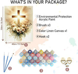 MBNTJHT Cross Paint by Numbers Kit for Adults Beginners,Easy Flowers and Christ Cross Paint by Number Kits on Canvas for Adults,DIY Acrylic Painting Art Kits for Home Wall Decor 16X20 Inch. MBNTJHT