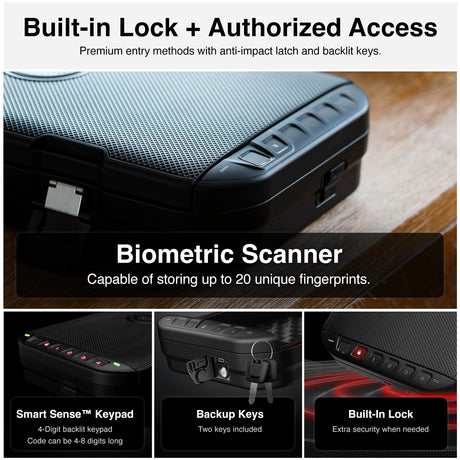 VAULTEK LifePod 20 Full-Size Biometric Lockable Weatherproof Case with Built-in Lock, Steel Security Cable, & TSA Handgun Case or Car Safe, Portable Travel Pistol Safe/Titanium Gray/Biometric VAULTEK
