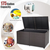 Tangkula 175 Gallon Outdoor Storage Box, Wicker Patio Deck Box with 2 Universal Wheels and Waterproof Zippered Liner, Outdoor Storage Container for Cushions, Toys and Garden Tools Tangkula