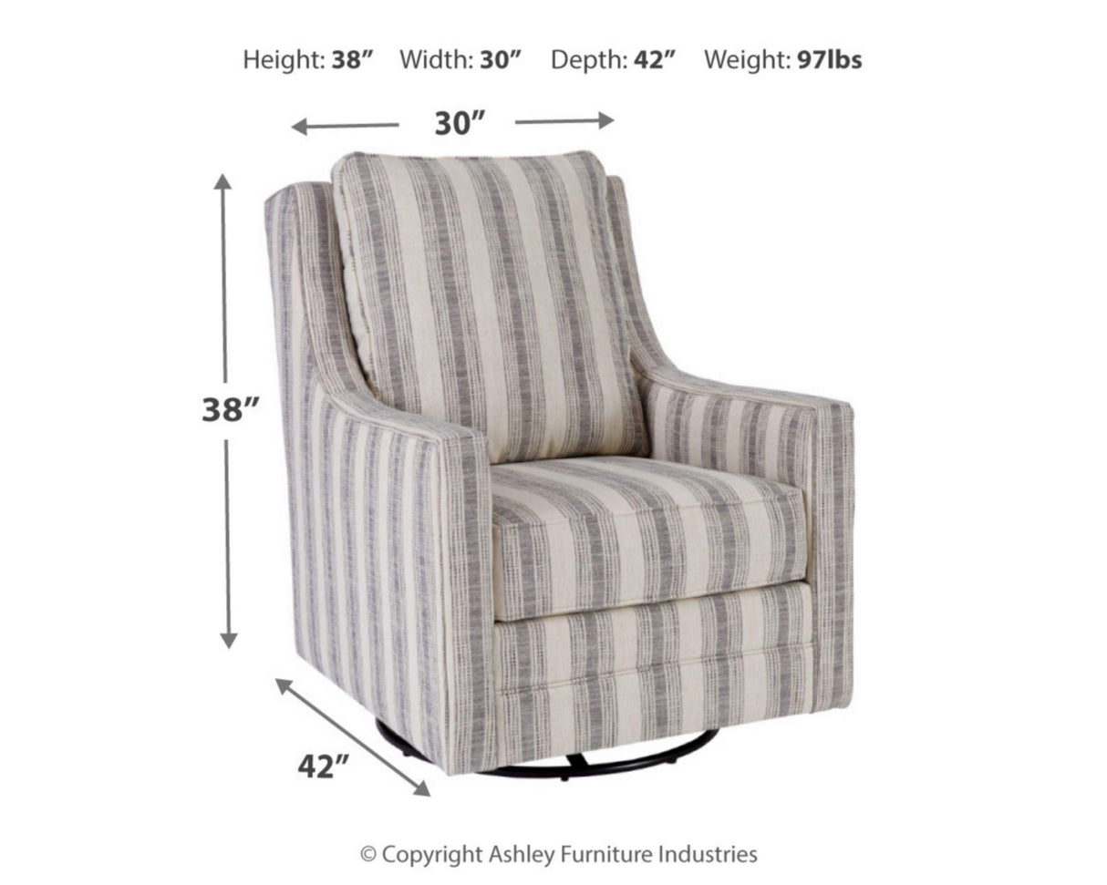 Signature Design by Ashley Kambria Striped Upholstered Swivel Accent Glider Chair, Ivory & Black Signature Design by Ashley