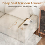 Vesgantti 87'' Chenille Couch for Living Room, 3 Seater Comfy Sofa with Wide Armrest, Thick Spring Cushions, Removable Cover, Modern Cloud Couch for Apartment, Office, Small Space, Chenille Beige Vesgantti