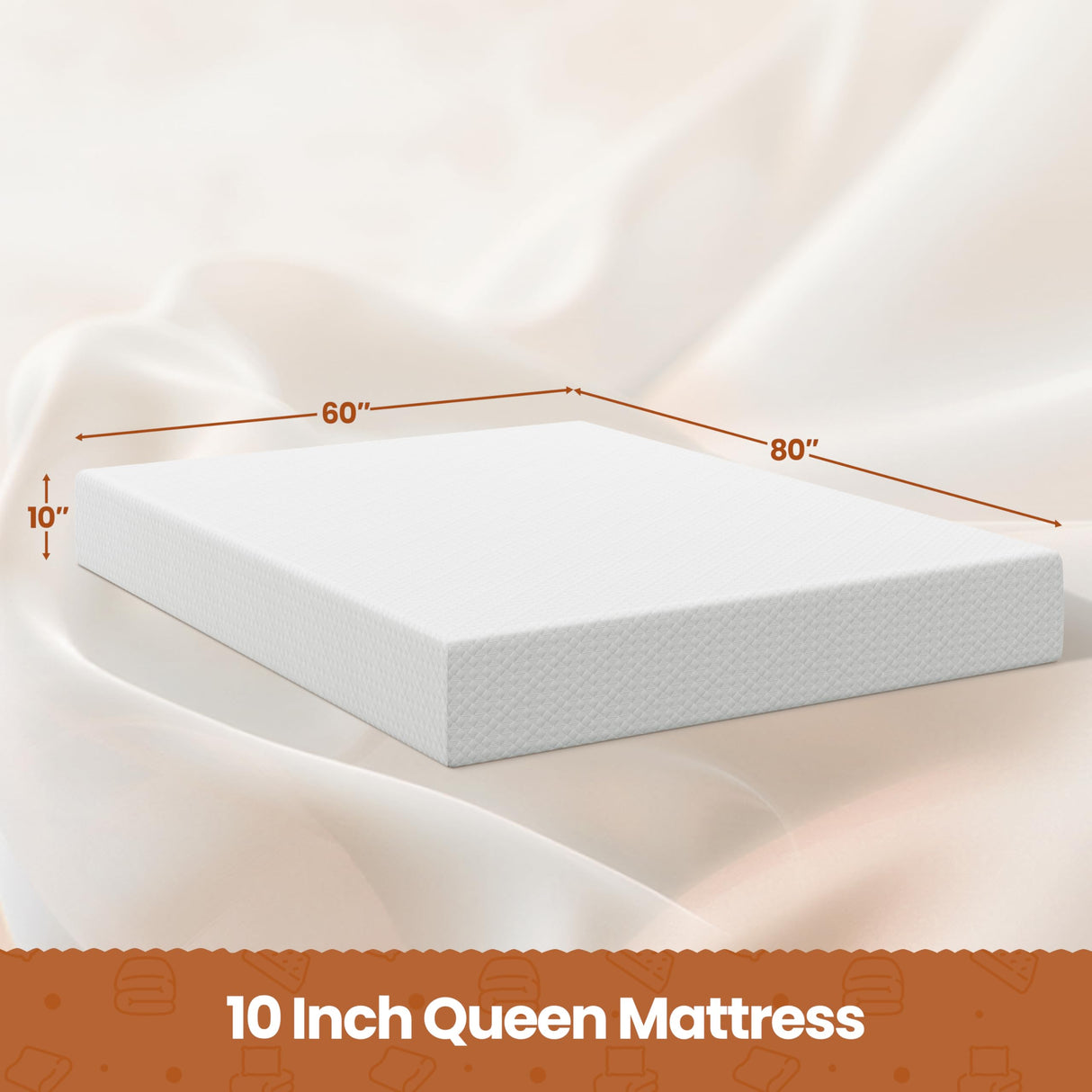 Yaheetech 10 Inch Queen Mattress 3 Foam Layer Cooling Gel Memory Foam Mattresses, Green Tea for Fresher Sleep, Queen Size Mattress in a Box, Medium Firm, CertiPUR-US Certified Yaheetech