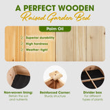 Idzo Raised Garden Bed, Durable Garden Box with Wax Oil Coated, 96 Inches Wood Planter with Non-Woven Lining Prevents Soil Moist, One Divider Box Make Organizing Your Plant Crops Easier IDZO