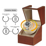 Automatic Single Watch Winder with Quiet Japanese Motor,AC Adapter or Battery Powered,Premium Leather Exterior and Soft Flexible Watch Pillows for Men's and Women's Watches (Wood texture-WW138R) LINGFANSTORE