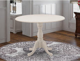 East West Furniture DMT-ABC-TP Dublin Kitchen Dining Table - a Round Wooden Table Top with Dropleaf & Pedestal Base, 42x42 Inch, Wirebrushed Buttercream East West Furniture