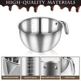 Artcome 304 Stainless Steel Double Boiler Set - 2.6QT Melting Bowl with Scale and Handle - 4.2QT Dual-Handle Pot - Stackable Water Bath Melting Pot Set for Butter, Chocolate, Wax, Sugar, Candle Artcome
