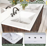 LUXOAK 60" Farmhouse Bathroom Double Vanity Sliding Barn Door with Sink Combo, Freestanding, Bathroom Vanity Cabinet with Drawers & Metal Handles, Reclaimed Barnwood LUXOAK