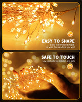 Brightown Outdoor Waterproof, 9.8Ft 120 LED String Lights, 8 Modes Firecracker Fairy Lights for Patio Balcony Wedding Christmas Decor (Warm White) Brightown