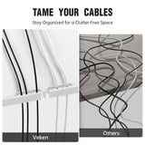 Veken 55 Inch Large Electric Standing Desk, 4 Memory Heights Adjustable,Sit to Stand Up, Work Home Office Computer Table for Study, Walking Pad, Writing, and Games, Wooden Desktop Desks, White Veken