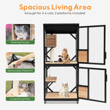 Nicedday Large Cat Catio, 4 Tiers Outdoor Cats House with Removable Platforms, Cat Outdoor Enclosure Window Access with Waterproof Cover, Indoor Catio with Caster nicedday