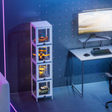 MoNiBloom 60" Tall Slim Narrow Clear Display Cabinet with Acrylic Door Curio Cabinet Display Case Corner Shelves Collection Display Case, White MoNiBloom