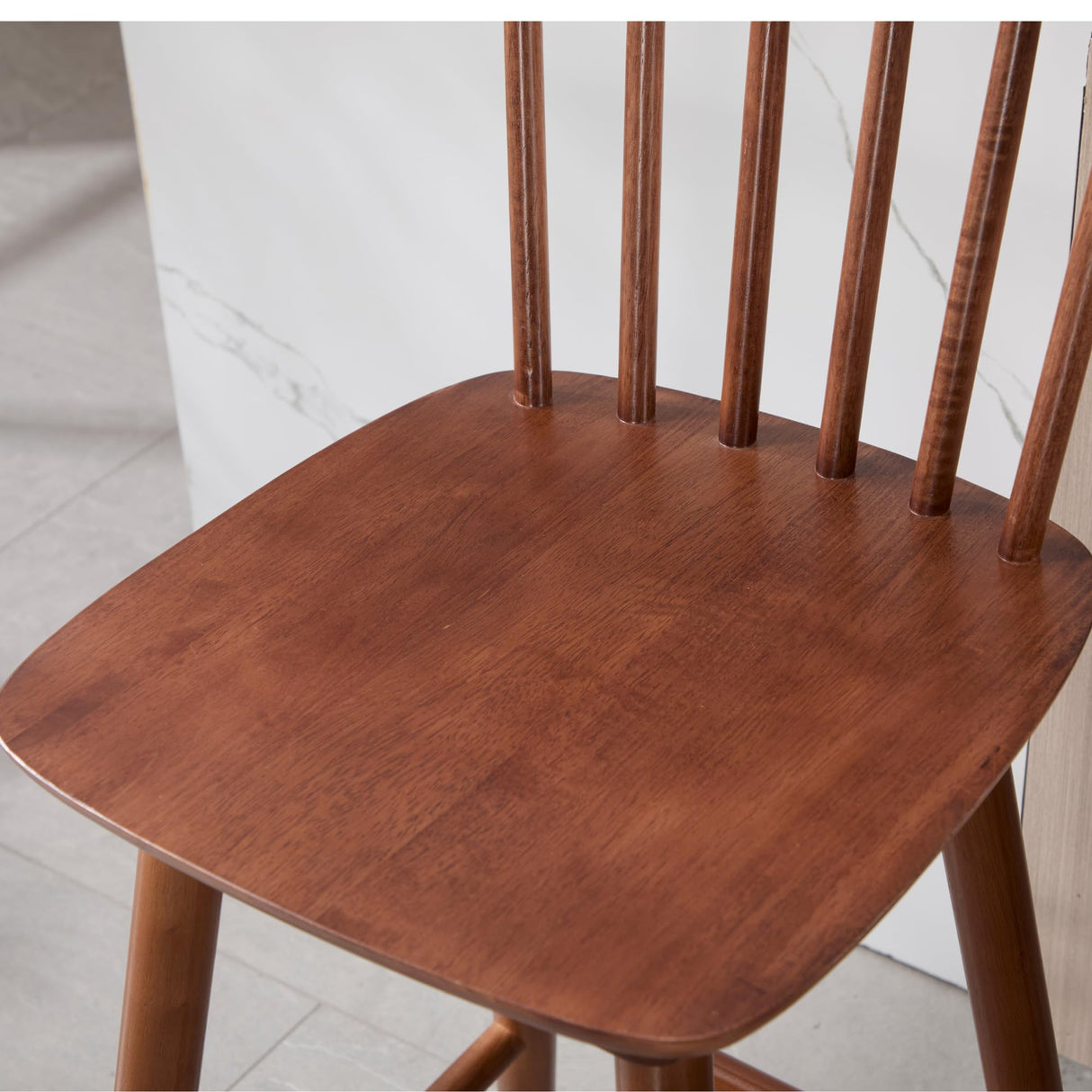 Janoray 26 Inch Bar Stools Set of 2 Windsor Barstools Farmhouse Wooden Counter Height Barstool with Spindle Back Armless Barchair for Kitchen Island/Pub/Cafe/Outdoor, Walnut Janoray