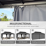 Aoxun Hardtop Gazebo 12FT X 20FT, Galvanized Steel Double Top, Aluminum Metal Gazebo with Netting and Curtains, Permanent Gazebo Pavilion for Outdoor Dining, Wedding, Party Aoxun