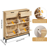 Jocoevol Rattan Shoe Cabinet Storage for Entryway - Hidden Shoes Storage with 4 Flip Drawers, Narrow Shoe Organizer Cabinet for Hallway, Foyer (Brown) Jocoevol
