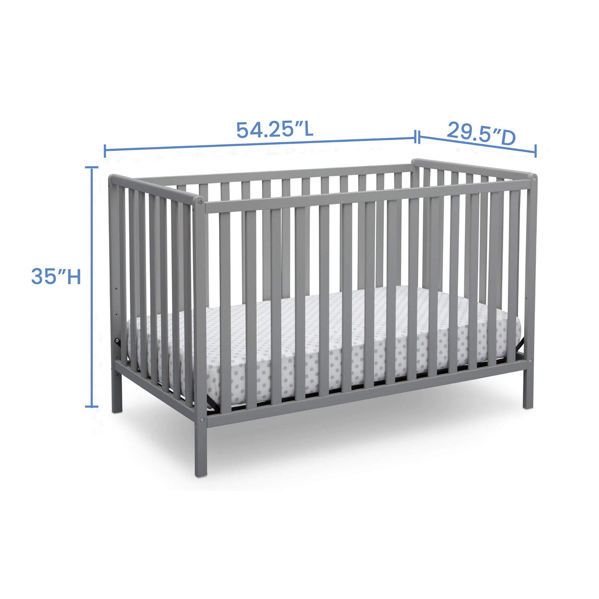 Delta Children Heartland 4-in-1 Convertible Crib - Greenguard Gold Certified, Grey Delta Children