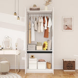 LABROSKIA White Armoire Wardrobe Closet: 74" Wooden Wardrobe Closet with 2 Doors, Bedroom Armoires with Hanging Rod, Tall Closets Cabinet for Hanging Clothes (31.5") LABROSKIA
