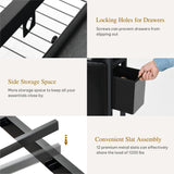 YITAHOME King Size with 2 Storage Drawers and Charging Station, Upholstered Bed with Storage Headboard and LED Light, Heavy Duty Metal Frame Support, No Box Spring Needed, Noise Free, PU Leather Black YITAHOME