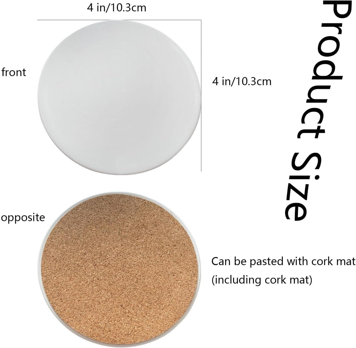 Sublimation Ceramic Coasters Blanks Bulk Round Drinks Coffee Cup Beverage Table Coaster, Absorbent Ceramic Coaster Set, Heat Transfer Cup Coasters for Home Decor with Cork Backing Pads (2PCS) Threenine