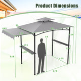 CLEEMAN Grill Gazebo,10.5 x 5 FT Grill Canopy, Double-Tiered Top, 2 Side Shelves, Extended Side Awnings &12 Hanging Hooks, BBQ Metal Gazebo, Grill Tent, Outdoor Gazebo for Patio Backyard Garden CLEEMAN