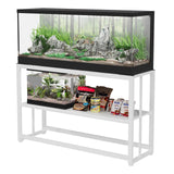 VOWNER 55-75 Gallon Fish Tank Stand - Metal Aquarium Stand, 48.4" x 14.9" x 29.5" Heavy Duty Reptile Tank Stand, Adjustable 2-Tier Fish Tank Rack Shelf for Home Office, Tank not Included, White VOWNER