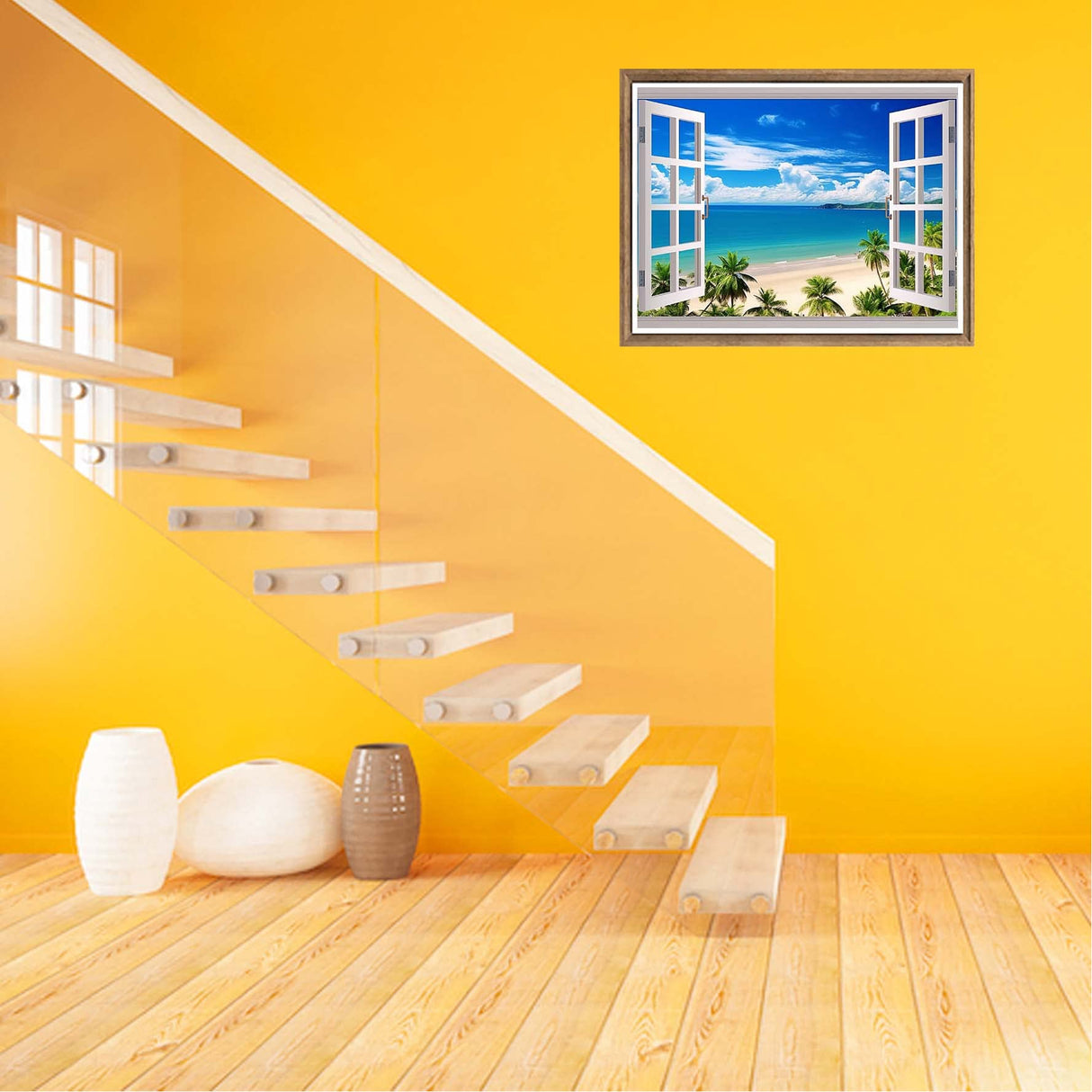 Bimkole 5D Diamond Painting Kits Beach Ocean Landscape, Full Drill Sky DIY Rhinestone Embroidery Set Paint with Diamonds Art by Number Kits Cross Stitch Home Wall Craft Decoration (12x16in) Bimkole