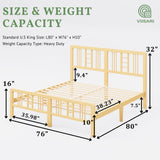 Viisari Bamboo Wood King Size Bed Frame with Headboard and Footboard, 10 Inch Platform King Bed Frame with Steel Slats, Solid Foundation, Easy Assembly, Ample Under-Bed Storage, Noise-Free Viisari