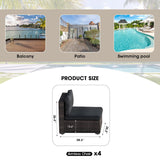 gaildon Patio Furniture Set, 5 PCS Outdoor Sectional Patio Furniture Set with 42" Fire Pit Table, Rattan Wicker Sofa Couch for Garden Backyard Deck Poolside, Black gaildon