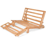 Nirvana Futons Tri-Fold Wood Futon Frame Full Size Sofa Bed Lounger - (Affordable Space Saver, Natural Finish) Ideal for Small Spaces, RVs, and Dorm Rooms Nirvana Futons