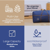 2 Pack Blue Large Duffel Bag for Traveling - Heavy-Duty 600D Polyester, Waterproof with Reinforced Handles, Holds 100 lbs - Premium Quality Duffle Bag Perfect for Travel & Storage - 42" x 16" x 20" In BETTERLINE