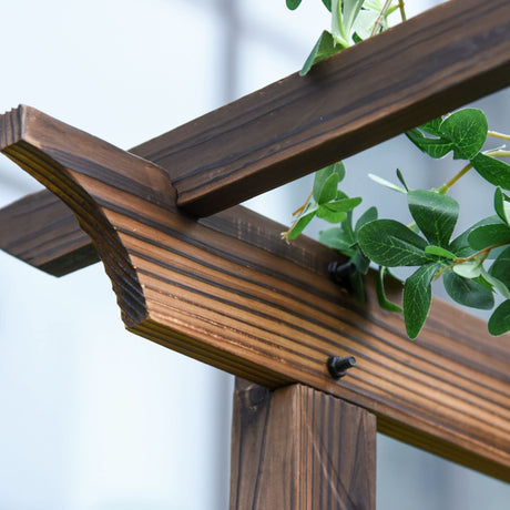 Outsunny 85" Wooden Garden Arbor for Wedding and Ceremony, Outdoor Garden Arch Trellis for Climbing Vines, Fir Wood, Carbonized Color Outsunny