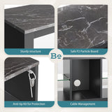 Bestier Entertainment Center LED Gaming TV Stand for 55+ Inch TV Adjustable Glass Shelves 22 Dynamic RGB Modes TV Cabinet Game Console PS4, Black Marble Bestier