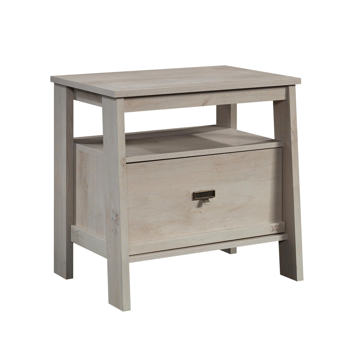 Sauder Trestle Night Stand, L: 26.38" x W: 19.06" x H: 25.12", Chalked Chestnut finish Sauder