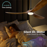 ABZ Ceiling Fans with Lights - 60 inch Propeller Ceiling Fan with Remote Control, 3 Blades Walnut Solid Wood Ceiling Fan for Indoor Outdoor Patio Bedroom Living Room Kitchen ABZ