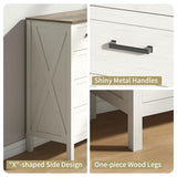 BAZELOR Farmhouse 9 Drawers Dresser for Bedroom, 37 Inch Tall Wood Rustic Wide Chest with Natural Texture, Large Dressers for Bedroom, Hallway, Entryway, Antique White BAZELOR