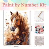 Auremi Horses Paint by Numbers Kits for Adults Beginners,Easy Animal Paint by Numbers on Canvas Framed DIY Painting by Numbers for Gift Home Wall Decor 8x12 Inch Auremi