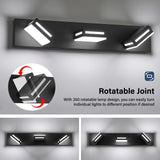 Donrao LED Modern Bathroom Vanity Light Fixtures (3-Light, 24-Inch), Acrylic Matte Black Bathroom Wall Lighting Fixtures Over Mirror (Cool White 6000K) with Rotatable Vanity Lights Heads Donrao