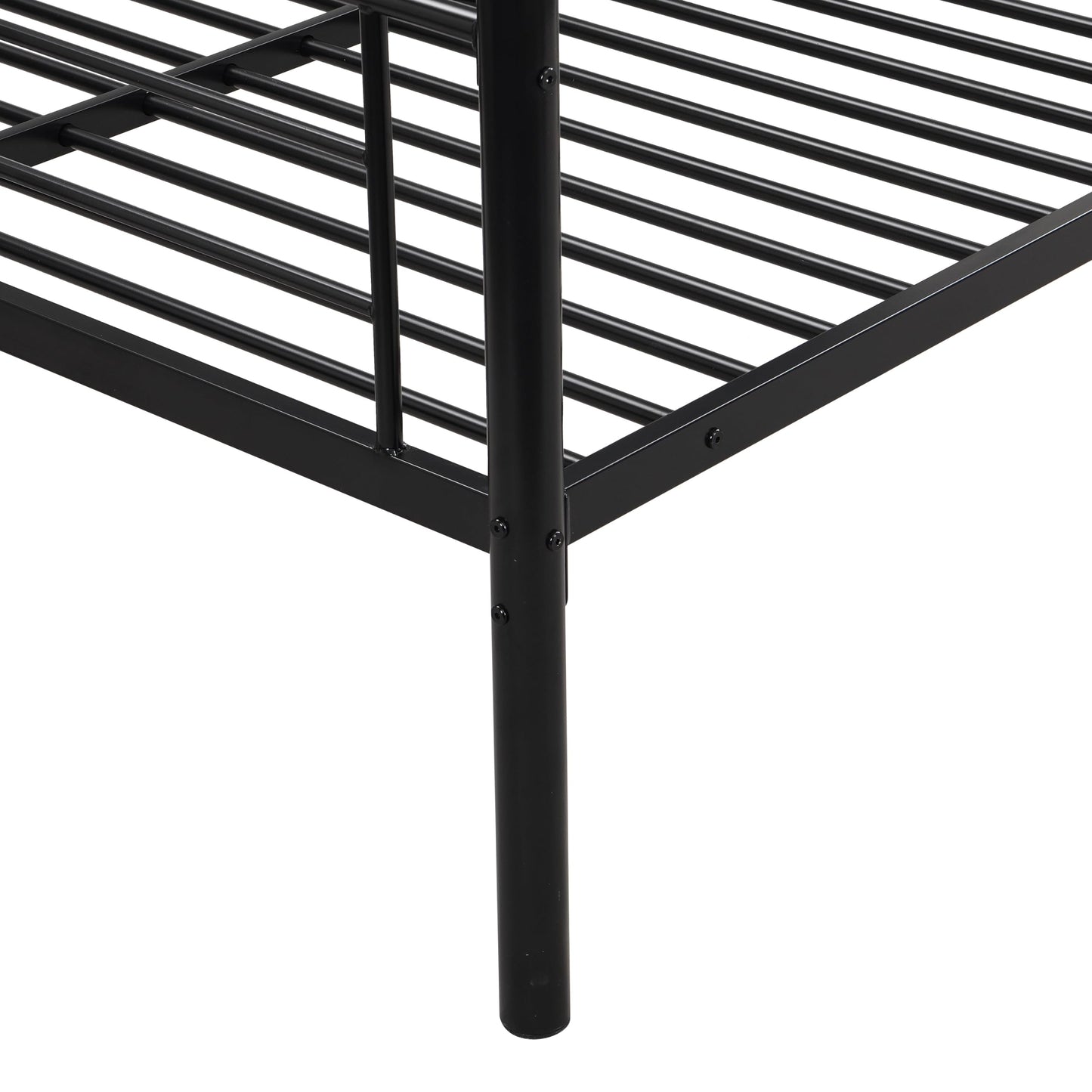 Zyerch Twin Over Full Bunk Bed with Trundle, Metal Bed Frame Bunkbeds Twin Over Full for Kids Adults with 2 Ladders & Guardrail, Noise Free Easy to Assemble, Black