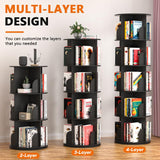Nidouillet Rotating Bookshelf Tower, 5 Tier Spinning Bookcase Lazy Susan, Revolving 360 Book Shelf Storage Round Organizer, Vertical Rotate Turning Corner Book Case for Small Space, Black Nidouillet